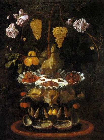 Juan de Espinosa Still-Life with a Shell Fountain, Fruit and Flowers oil painting image